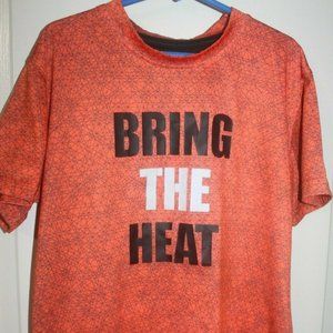 Spalding Short Sleeve Shirt BRING THE HEAT! Orange with Black design size M EUC…